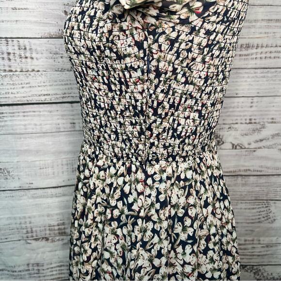Lulus Medium Floral Forever Navy Blue Floral Print Smocked Skater Dress - Picture 9 of 15